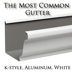 K-style gutters - the most common gutter type aluminum white