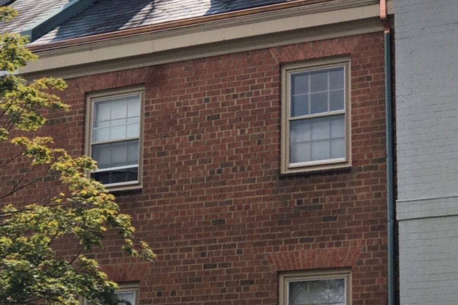 Row home with copper gutters in Springfield, VA