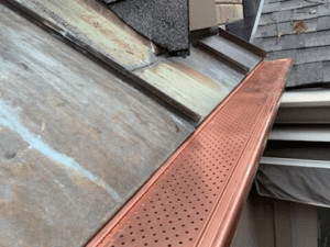 leaf relief on copper gutters