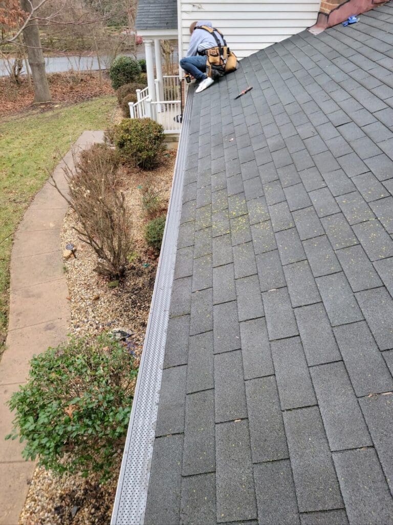 Bulldog gutter guards installed along a roof in Maryland